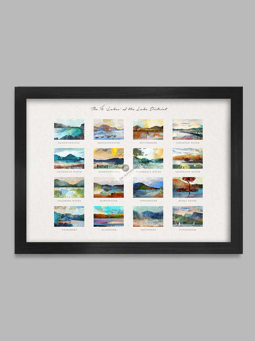 16 Lakes of the lake District poster print