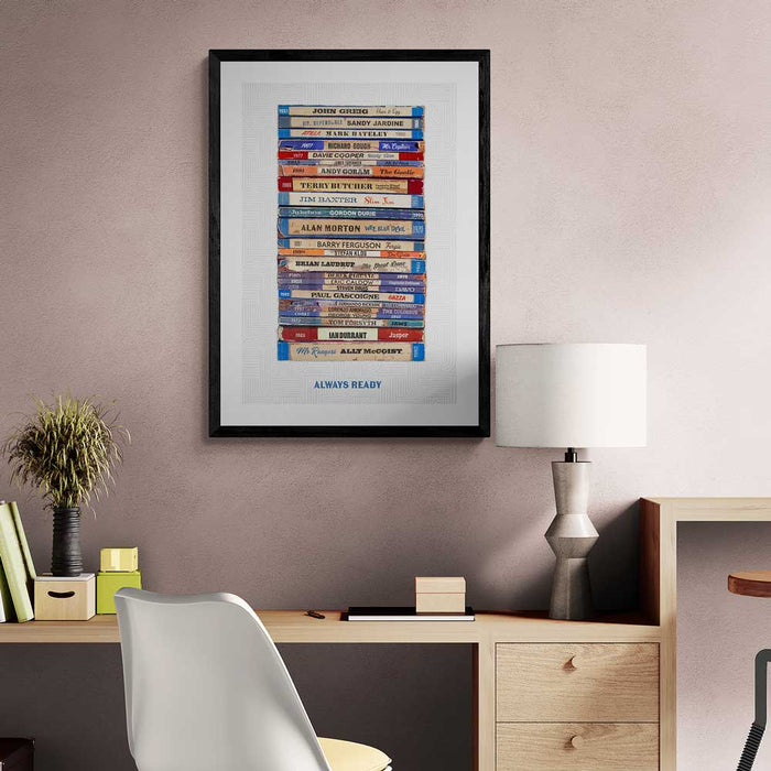 Always Ready - Rangers poster print celebrates some of the great names in the club's history.