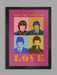 Beatles All You Need is Love in Pink. The Fab Four, John, Paul, George and Ringo in pop art style.