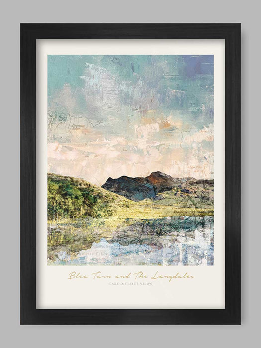 Blea Tarn &amp; The Langdales - Lake District Views Poster Print. The delightful Blea Tarn which offers stunning views of the nearby Langdale Pikes.