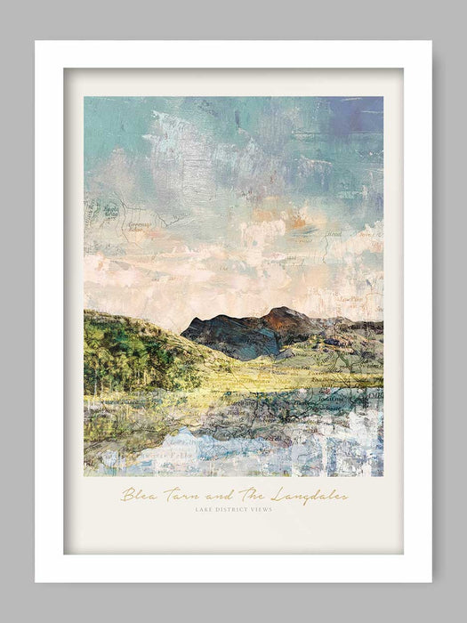 Blea Tarn &amp; The Langdales - Lake District Views Poster Print. The delightful Blea Tarn which offers stunning views of the nearby Langdale Pikes.