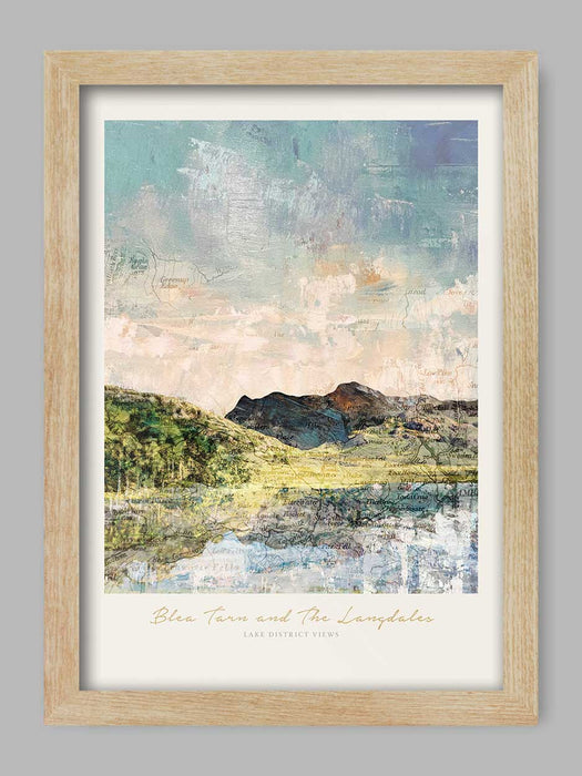 Blea Tarn &amp; The Langdales - Lake District Views Poster Print. The delightful Blea Tarn which offers stunning views of the nearby Langdale Pikes.