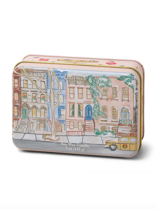 Christmas Tin Candle New York Street Scene - Tangerine & Clove traditional gift Designworks 