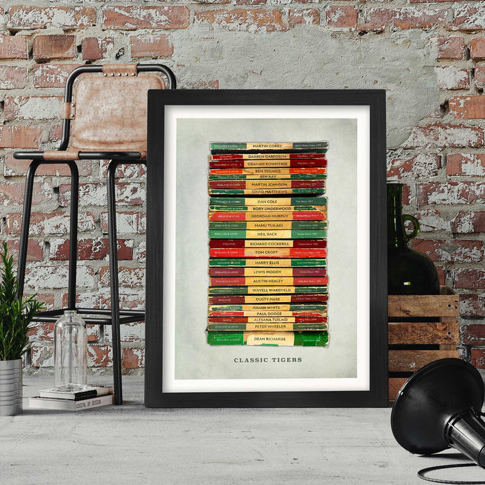 Classic Tigers - Leicester Tigers Rugby poster print celebrates some of the great names in the club's history.