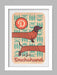 D is for Dachshund Poster Print. Alphabet themed retro style poster print. Sausage Dog poster