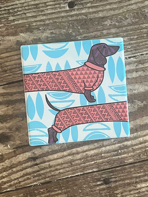 Dachshund Ceramic Coaster traditional gift TNL 