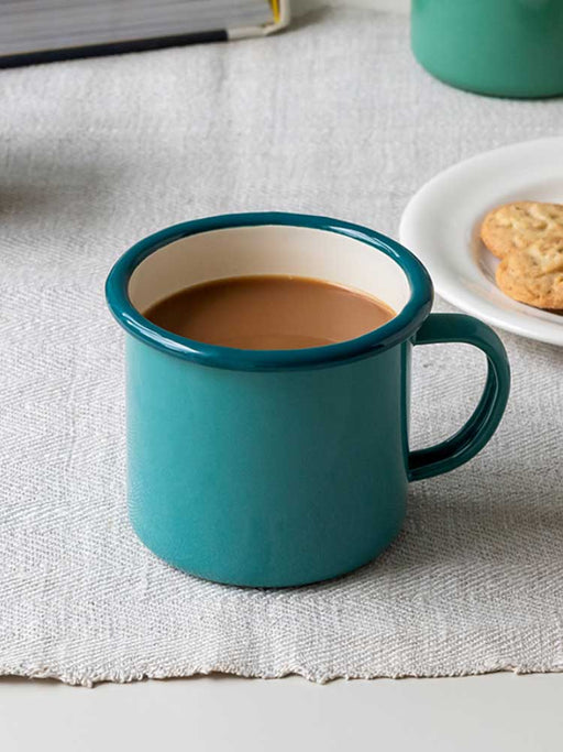 teal enamel mug