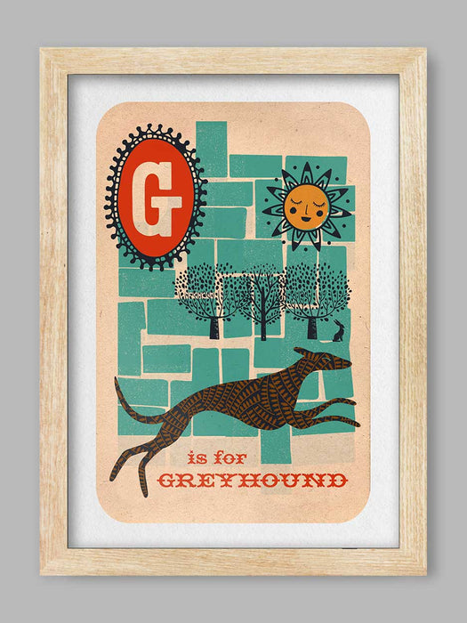 G is for Greyhound Poster Print