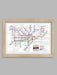 Going Underground - Music Poster Print is based on a version of the tube map where stations have been replaced with British bands.