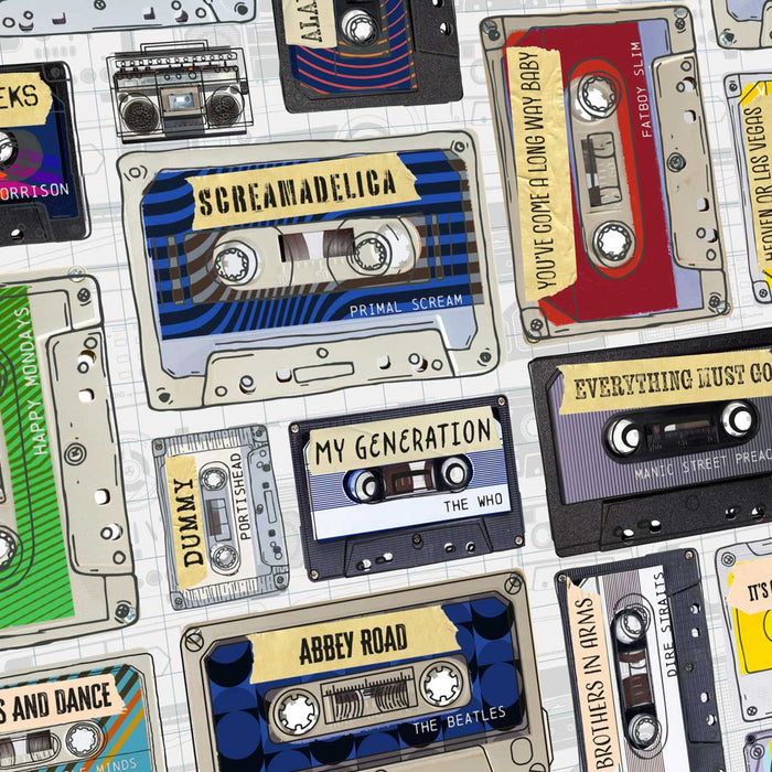 Great British Albums - Music Poster Print. A cassette style poster paying homage to some great British albums throughout history. 