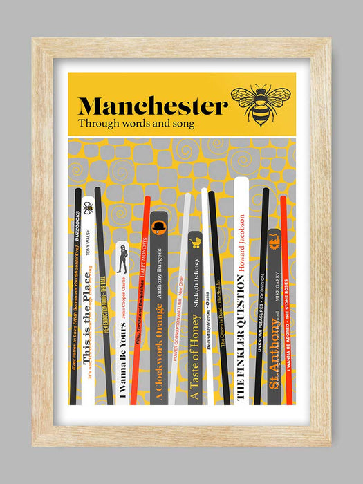 Manchester Through Words and Song Poster Print. A celebration of the music, poetry and prose. Manchester poster