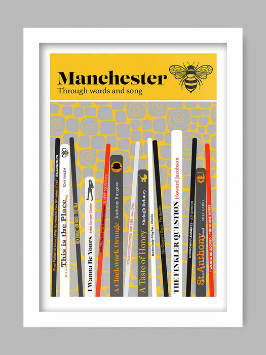 Manchester Through Words and Song Poster Print. A celebration of the music, poetry and prose