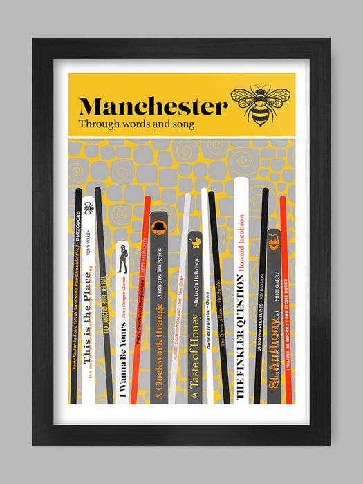 Manchester Through Words and Song Poster Print. A celebration of the music, poetry and prose