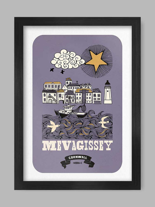 Mevagissey Retro - Poster Print