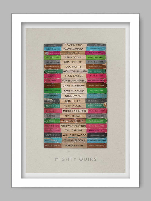 Mighty Quins - Harlequins poster print celebrates some of the great names in the club's history.