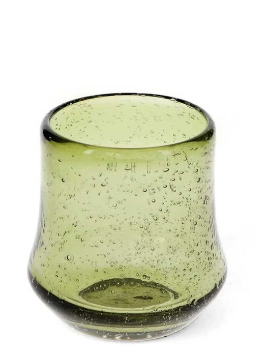 Olive Green Hand Blown Bubble Glass Tumbler Kitchen and Dining REX 