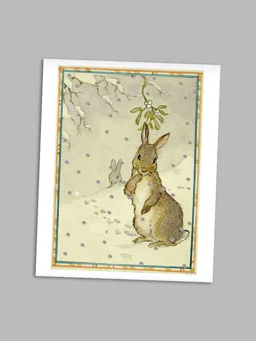 Rabbit and the Mistletoe - Christmas Greeting Card card Madame Treacle 