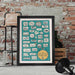 Shipping Forecast poster print in sea blue. Dove, Sole, Lundy