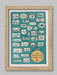 Shipping Forecast poster print in sea blue. Mostly good.