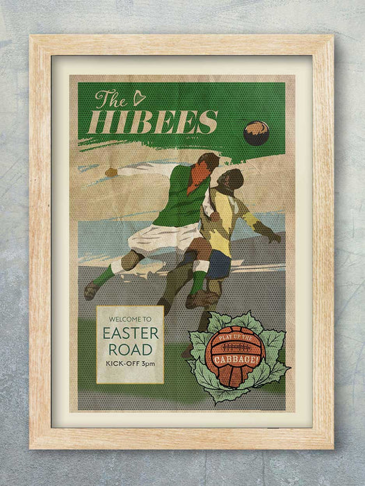 Hibernian, Hibs match programme retro style poster print GGTTH