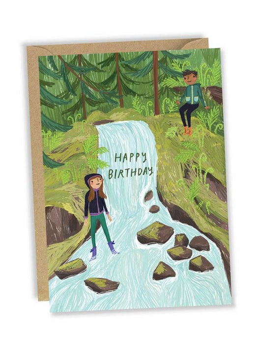 Waterfall Walk Happy Birthday Greeting Card card Joy Nevada 