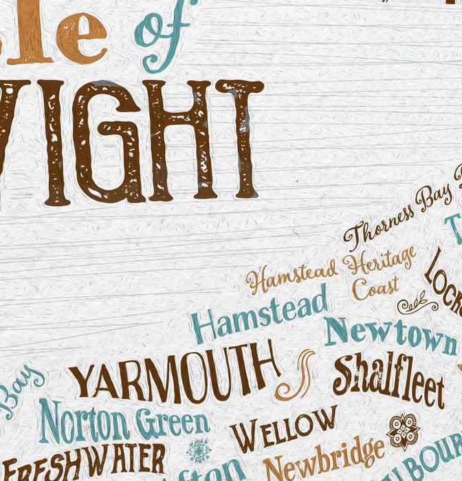 Isle of Wight graphic design map, retro style