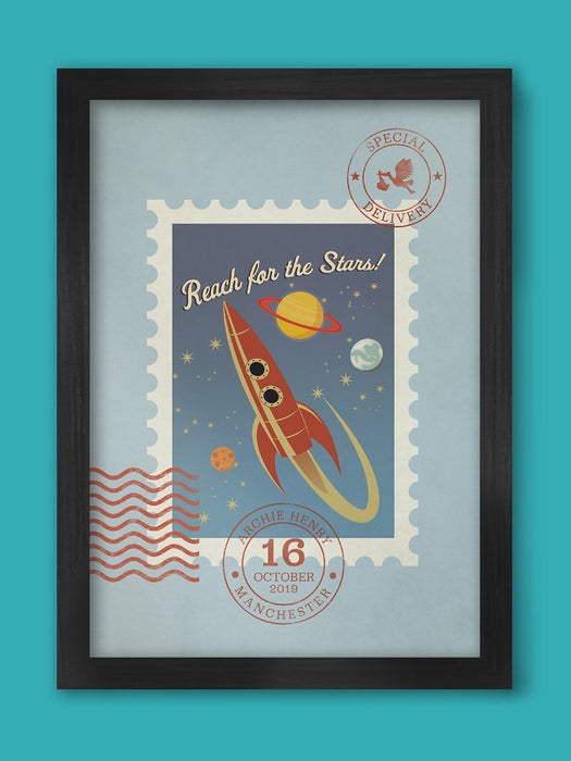 Reach for the Stars (Special Delivery) - Baby/child Birth Date Personalised Poster Print Posters The Northern Line 