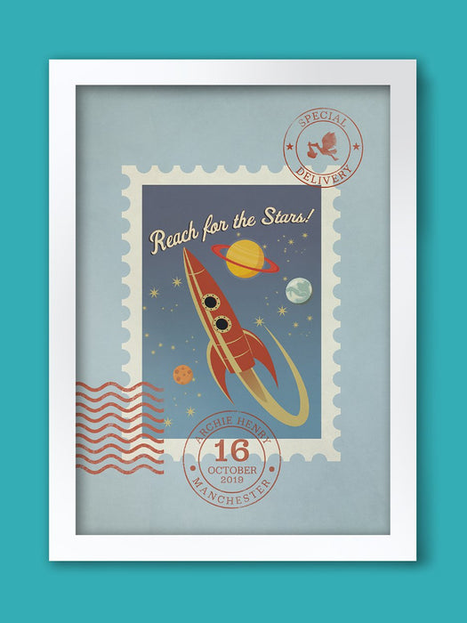 Reach for the Stars (Special Delivery) - Baby/child Birth Date Personalised Poster Print Posters The Northern Line 