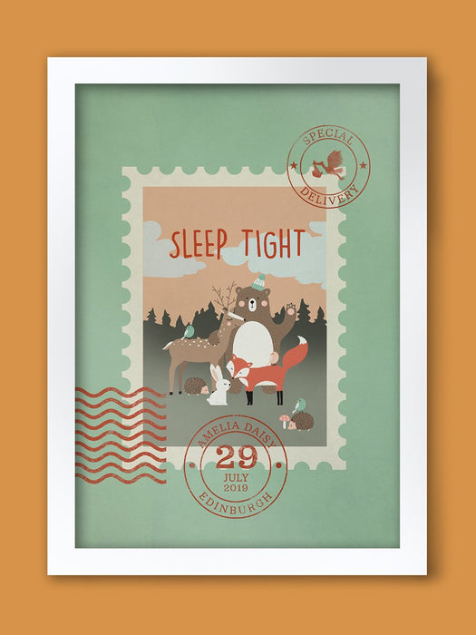 Sleep Tight (Special Delivery)  - Baby/child Birth Date Personalised Poster Print