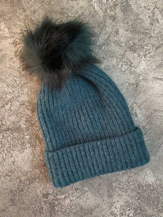 Soft Touch Rib Bobble Hat - Teal classic homeware Eurostick 